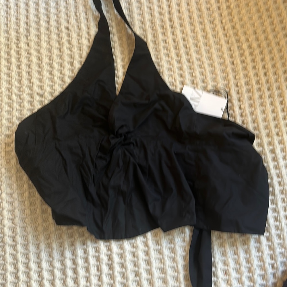 Zara Black poplin cotton halter top